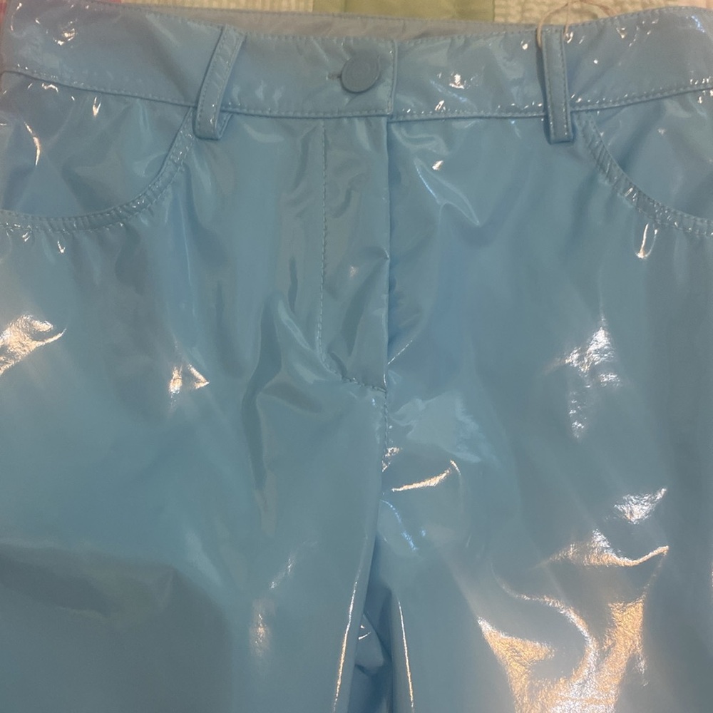 NWT light blue vinyl pants - Picture 6 of 6
